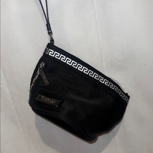 Elegant Black Wristlet with Silver Detailing